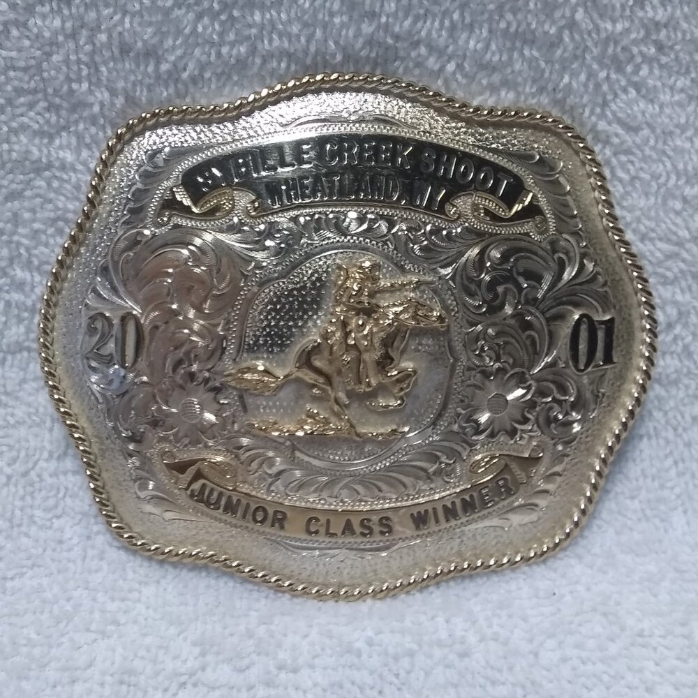 AQHA CMSA Cowboy Mounted Shooting Association Trophy Buckle Sybille Creek Shoot